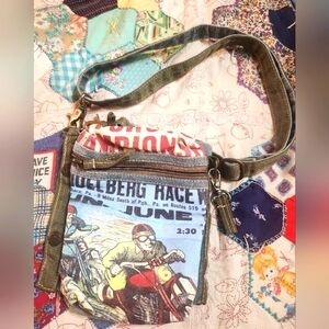 Motorcycle double fold bag upcycled material EUC